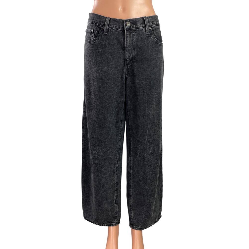 Levi's Baggy Dad Women's Black High Waisted Wide Leg Ankle Denim Jeans Pants 28